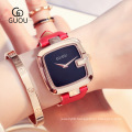 GUOU Korean Style Charm Dress Ladies Watches Quartz Casual Leather Bracelet Fashion Watch Square Dial Analog Wristwatch Reloj